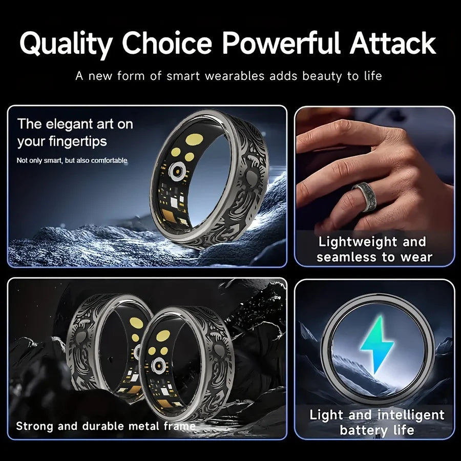 Smart Ring Heart Rate Blood Pressure Blood Oxygen Sleep Monitoring Step Counting Activity Tracking Family Friends Sharing Ring