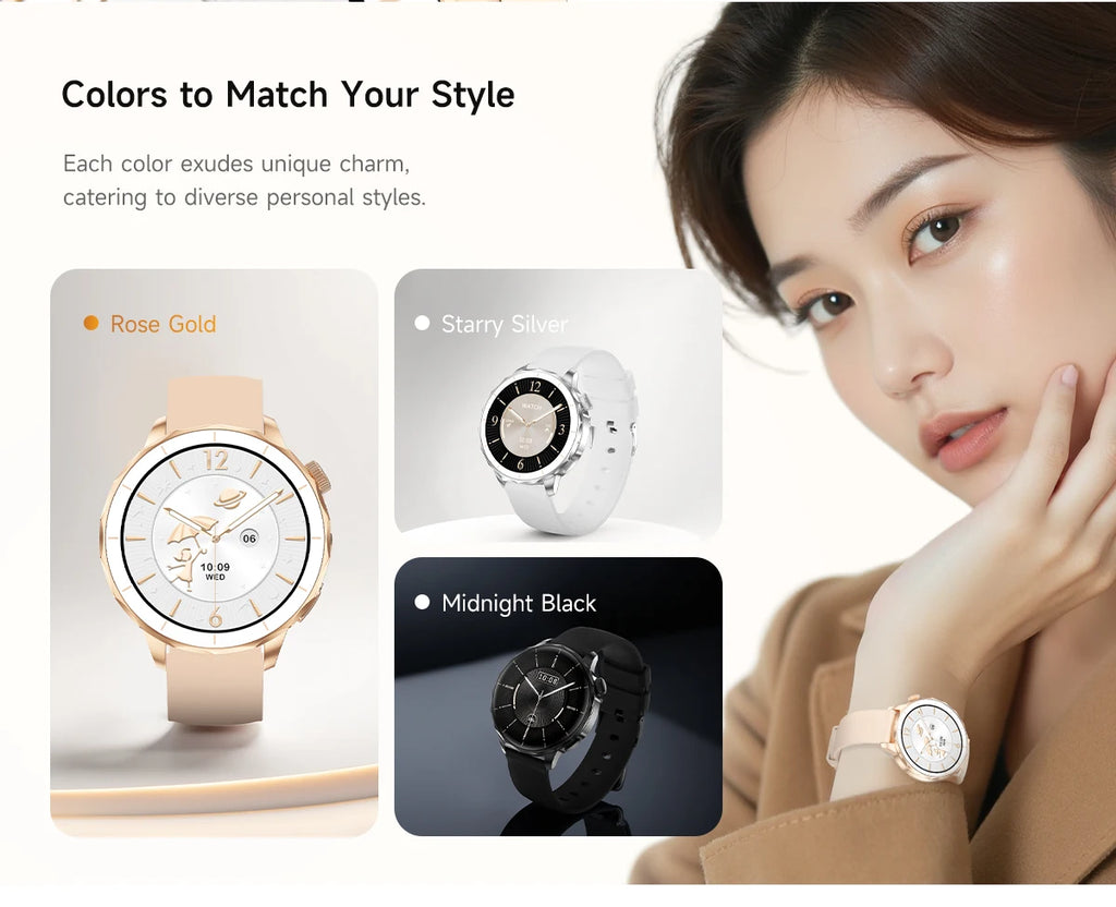 Smart Watch Women Hebrew 4GB/ROM Memory Bluetooth Network Sharing Whatsapp Messgae Reply Map Navigation Amoled Screen Smartwatch