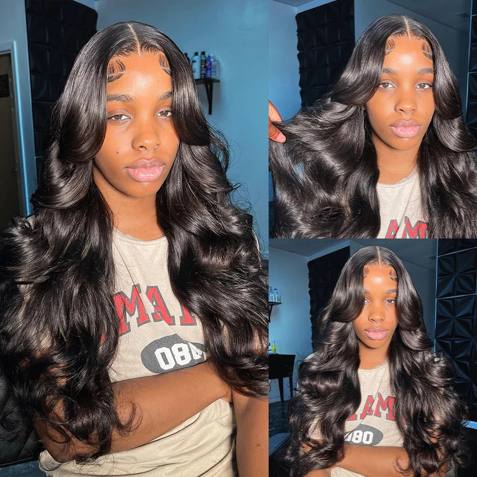 180% 13X6 Lace Frontal Body Wave Wig Transparent Indian Perruques For Women 13X4 Lace Frontal Wig Human Hair Pre Plucked Wig