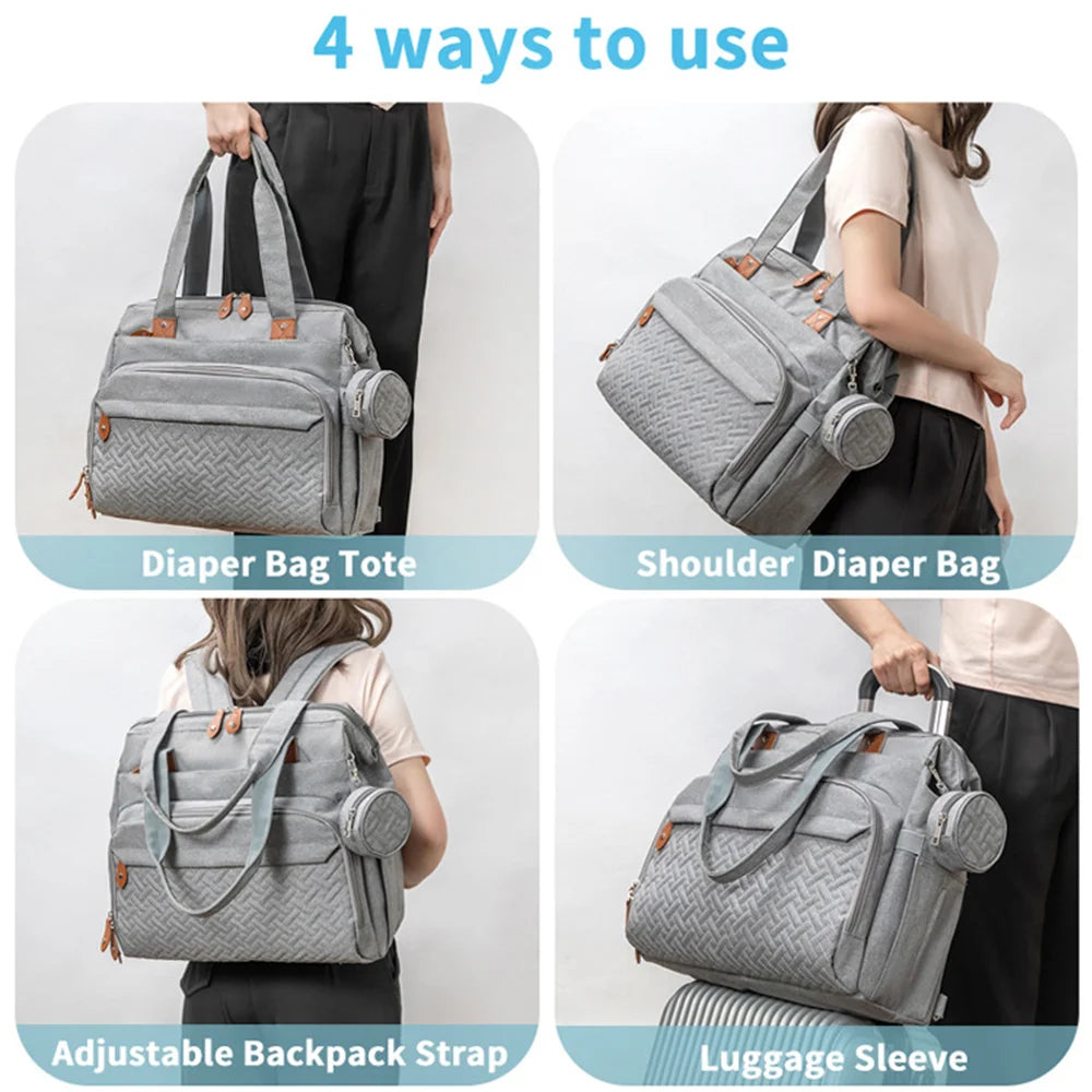 PANGDUBE Large Size Mom Dad Backpack Baby Diaper Bags with Pacifier Bag Nappy Bag for Baby Things Maternity Backpack for Mommy