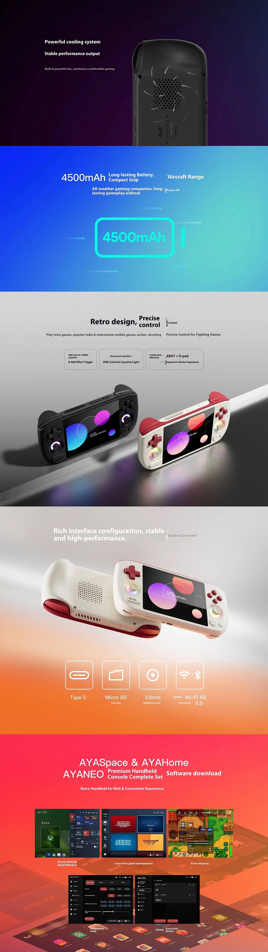 AYANEO Pocket AIR Mini Gaming Console 4.2 Inch 1280*960 LCD Screen Android Handheld Gaming Consoles MTK Helio G90T Hall Joystick