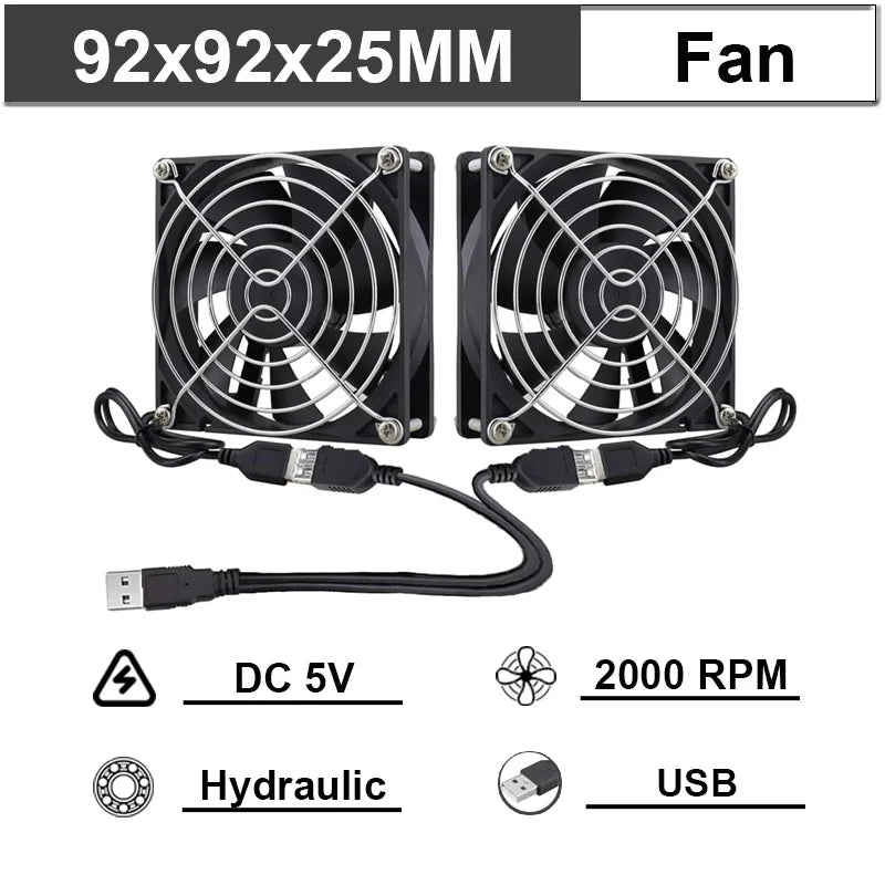 Gdstime 40mm 50mm DC 5V USB 60mm 70mm TV Box Cooling Fan 120mm 140mm Brushless AV Receiver Cooler w 2 in 1 USB Controller Cable