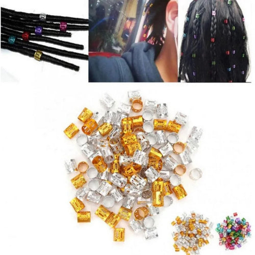 100PCS Gold Hair Jewelry Braid Hair Dreadlock Accessory Metal Gold Braids Rings Cuffs Clips for Dreadlock Accessory