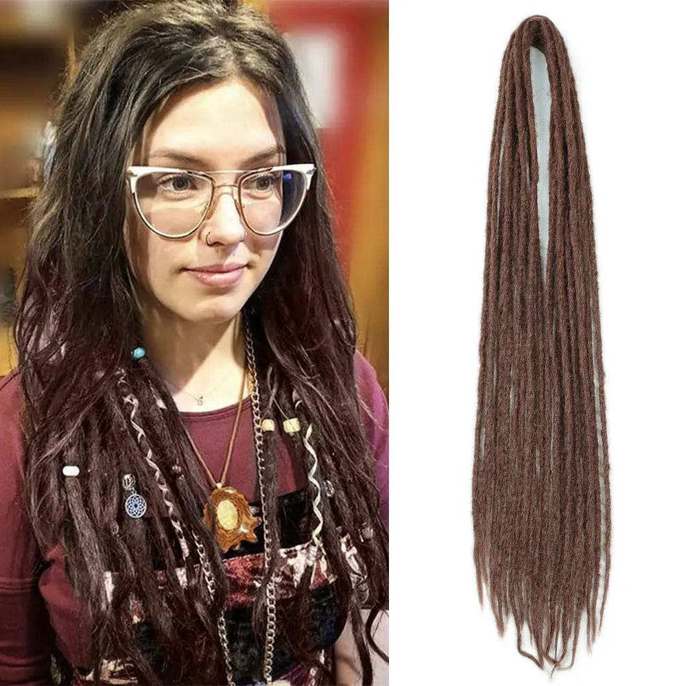 Synthetic 24 Inch Dreadlocks Extensions Dreads Locs Crochet Hair for Women 20 Strands Handmade Soft Locs Braids Double Ended