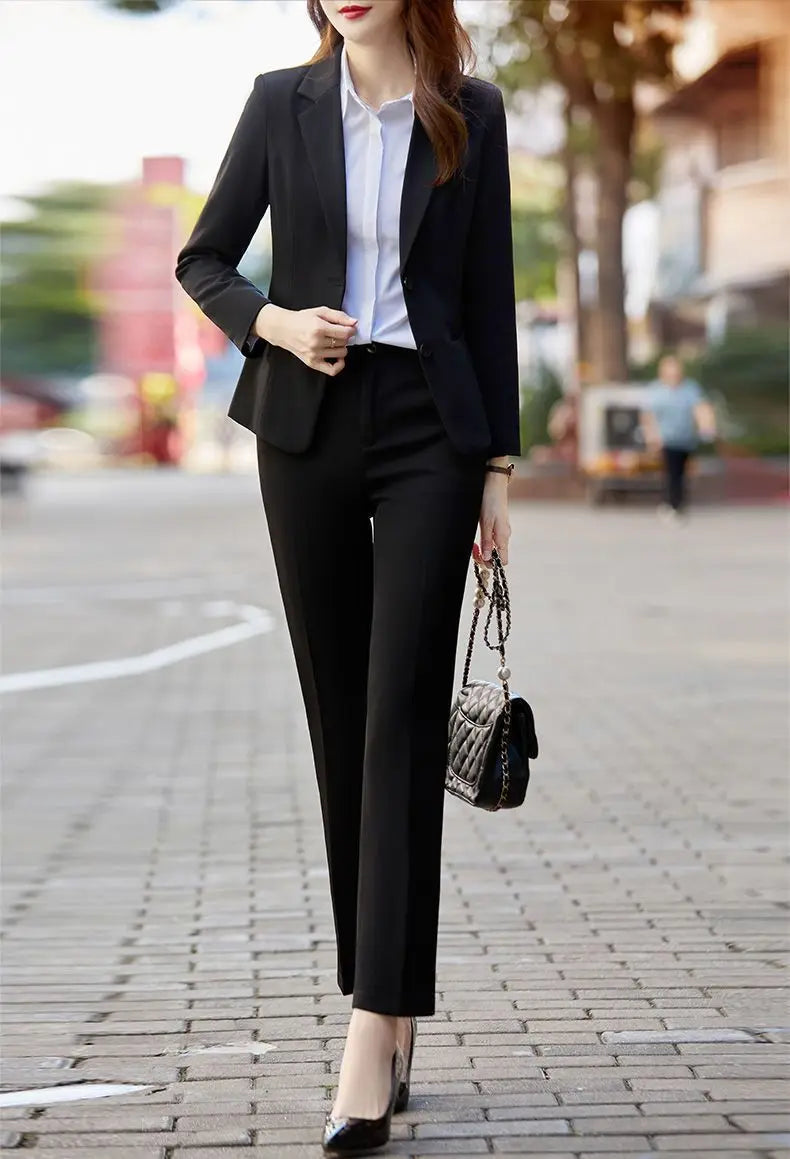 Two Pieces Sets Pants for Woman Shirt Outfits Blouse and Trousers Suits Office Women's 2 Pant Set Wear To Work Black Blazer Xxl