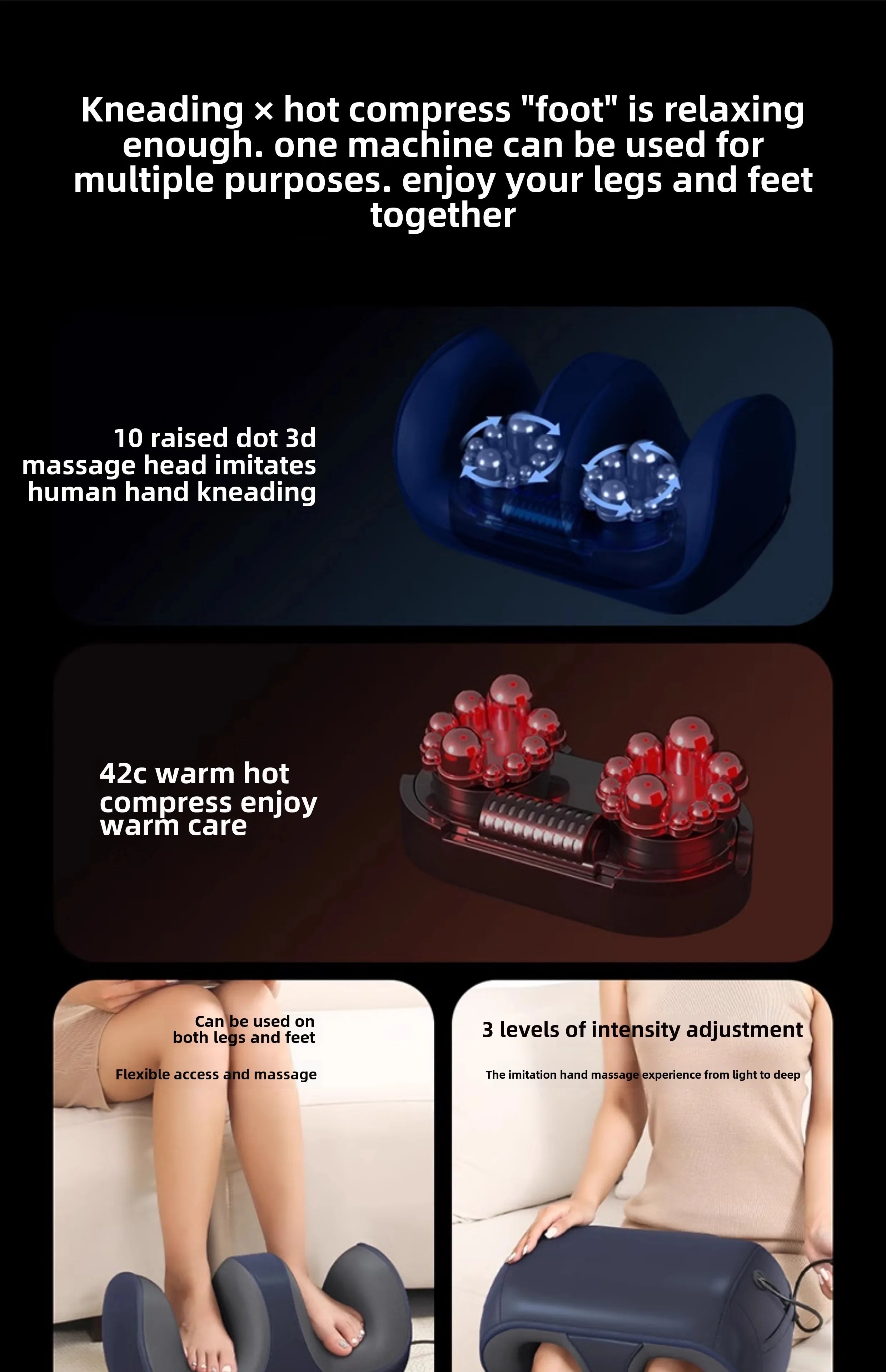 3D Shiatsu Foot Massager for Circulation Relax, Machine with Deep-Kneading Heat, Calf Massager,Ideal Gift for Mom Dad Friends