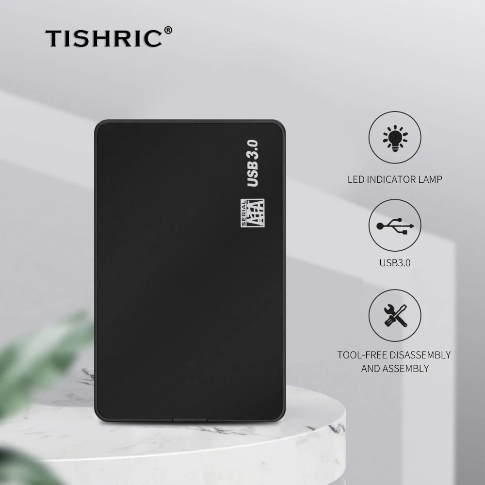 TISHRIC 2.5-inch Hard Drive Enclosure Tool-free installation Compatible with 7mm/9.5mm laptop hard drives USB 3.0 high-speed