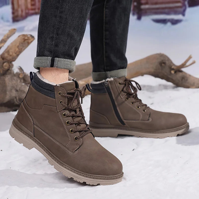 Outdoor Leisure High Top Footwear Fashion Classic Winter Hiking Shoes Warm Anti Slip Ankle Snow Boots Men's Casual Shoes