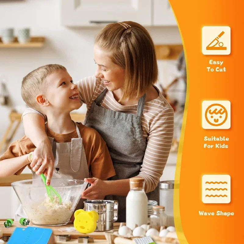11/17Pcs Montessori Kitchen Tools Set Cookware Baking Toy Kids Safe Knives With Cutting Board Toddlers Real Cooking Accessories