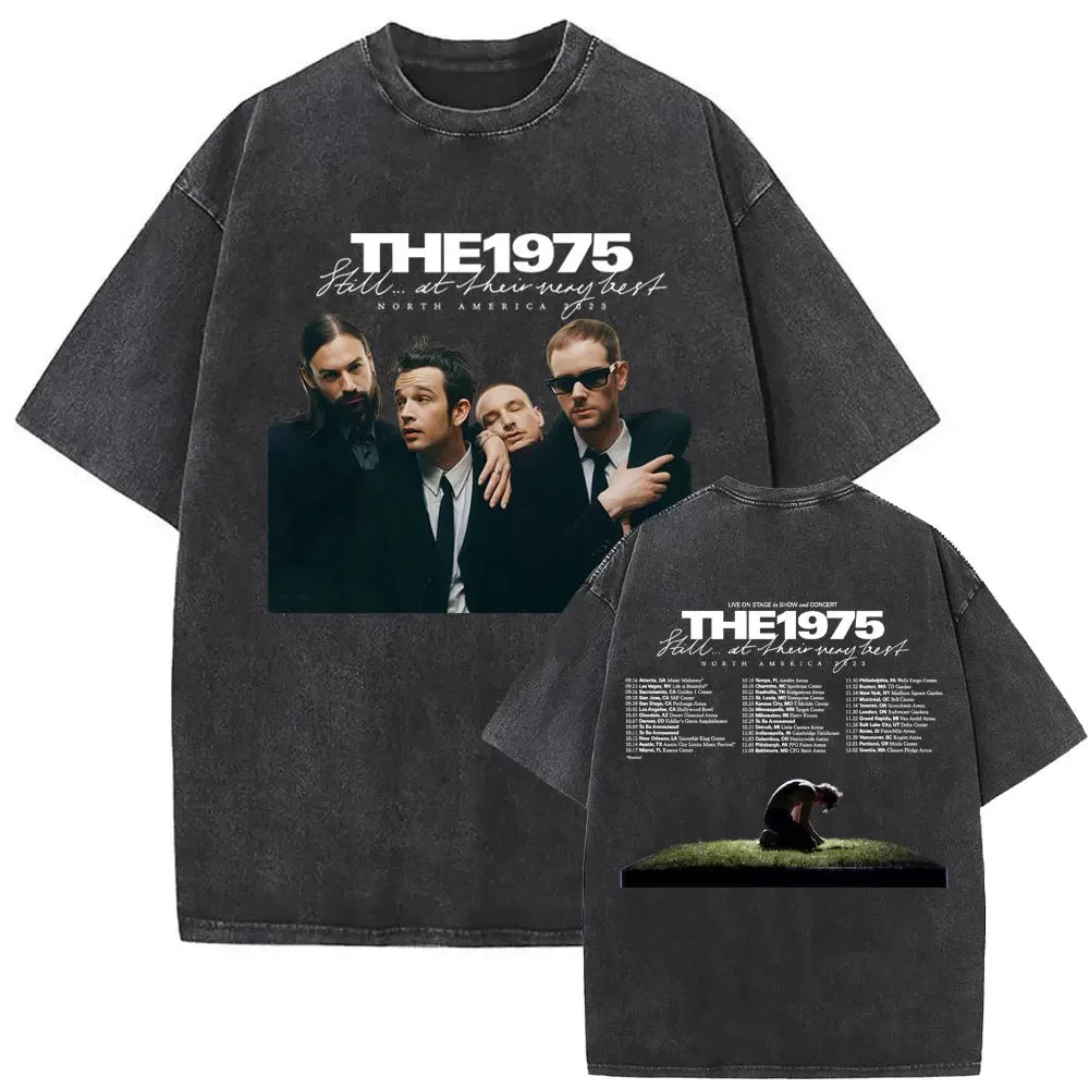 Washed Vintage The 1975 about You Print T-shirt Being Funny in A Foreign Language Album Tshirt Men Women Hip Hop Casual T Shirt