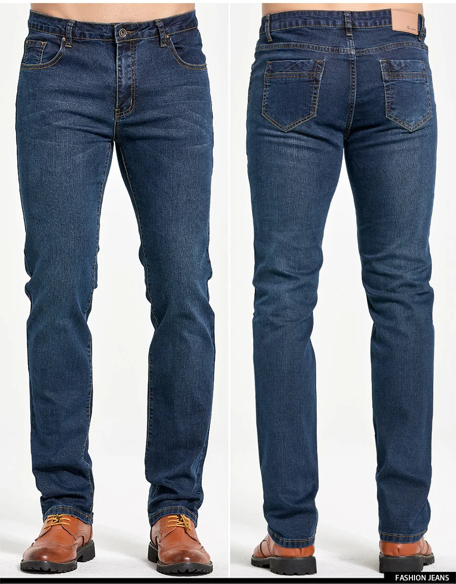 Men's Classic Slim Fit Straight Jeans Casual Stretch Denim Pants Fashion Blue Trousers