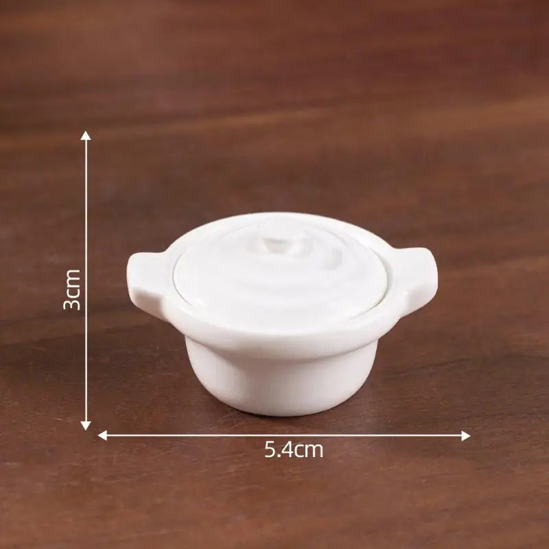 DIY Miniature Dollhouse Kitchen Decoration Accessories; Mini Clay Pot, Plate and Food Model