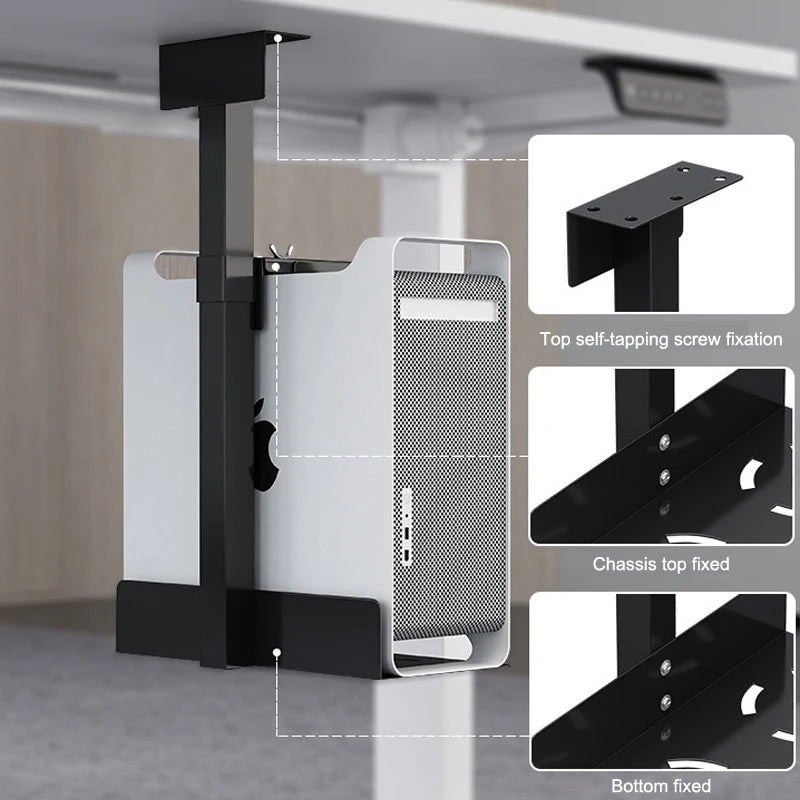 Universal PC Case Holder Under Desk Wall Side CPU Stand Lift Adjustable Computer Mainframe Hanger Host Box Stand Bracket Rack