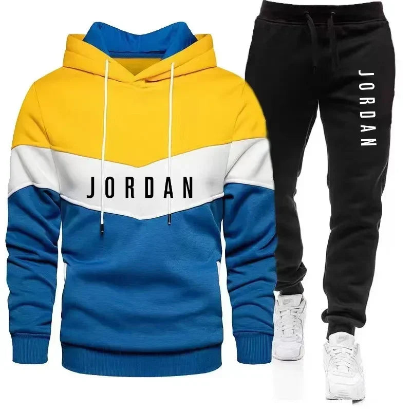 New autumn and winter men's casual pullover + trousers two-piece outdoor jogging fashion men's hooded sweatshirt sportswear set