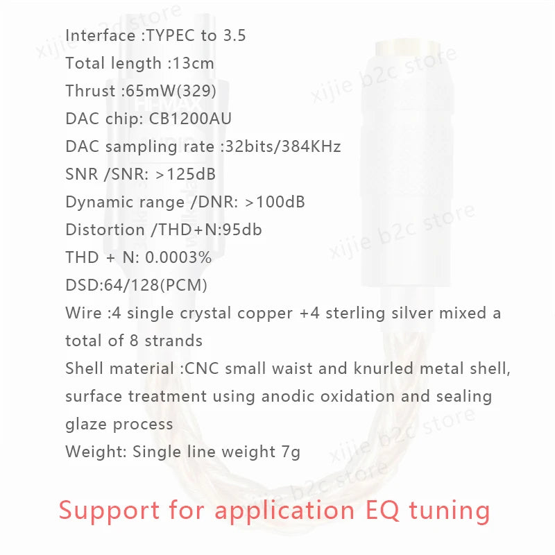 Type C to 3.5mm HiFi DAC Earphone Amplifier USB C Audio Decoder AMP Adapter CB1200AU Chip Sound Card Digital Decoder For Android