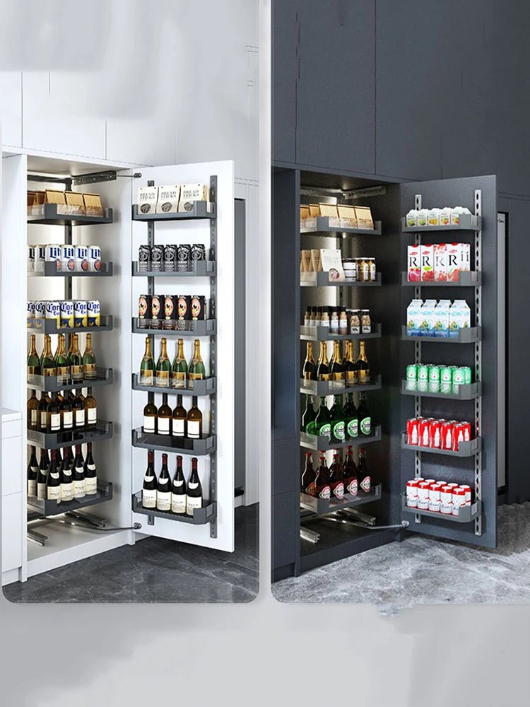 6 Layers Kitchen High Cabinet Storage Rack Snack Cabinet Kitchen Hidden Storage Cabinet Pull Out Basket Organization Furniture