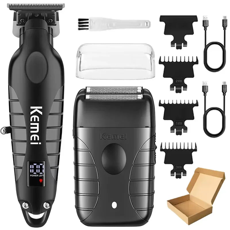 Kemei KM-2293 T95 Hair Clipper Professional Electric Rechargeable Barber Trimmer Cordless Trimmer Type-c Zero Gapped Cutting