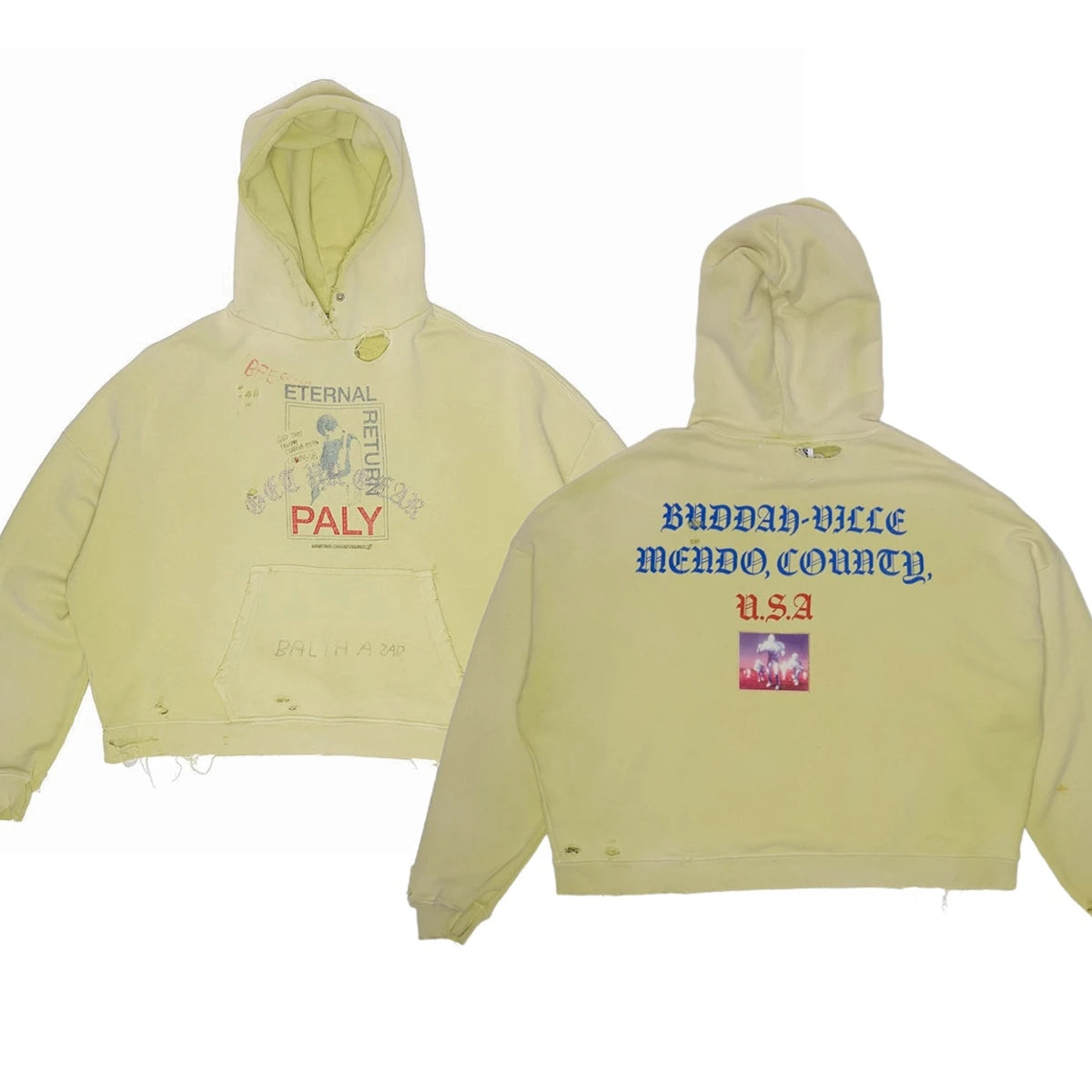 Washed PALY Hoodie Men Women High Quality Vintage Oversized Hooded Pullover