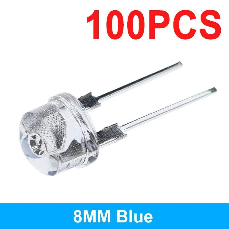 10/100PCS NEW F8 8mm 0.5W 3.0-3.2V Straw hat LED White Super bright LED lamp Wide Angle Transparent LED Lamp Strawhat LED