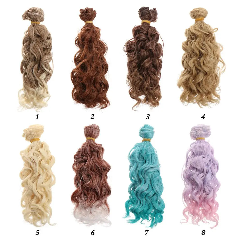 15*100cm Fashion Mini Tresses Doll Hair 1/6 1/4 1/3  High-Temperature Curly Wigs Screw Periwig Toy Toupee Kids Gifts Accessories