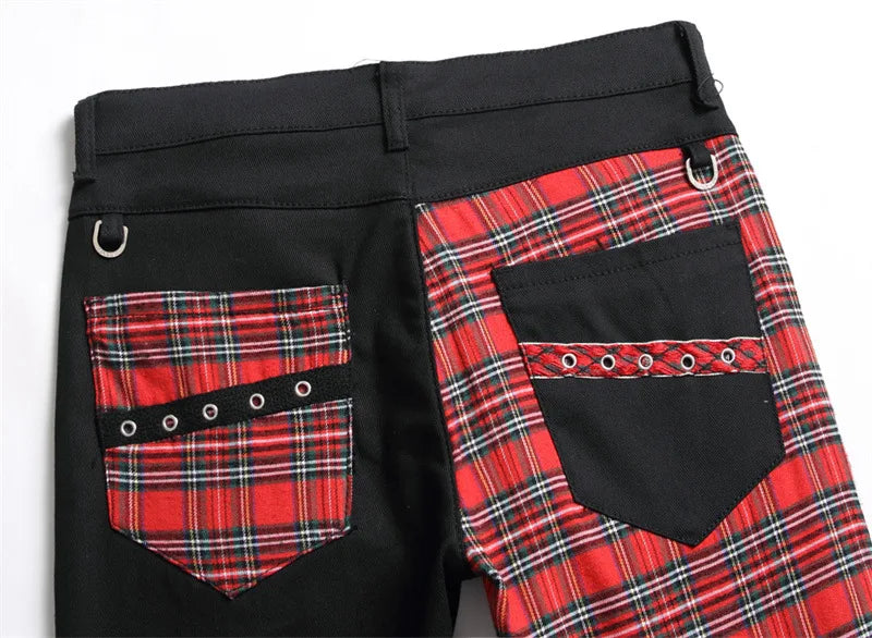 Jeans Men New Suspender Color Blocking Slim Fit Hip-hop Personality Funny Design for Men's Denim