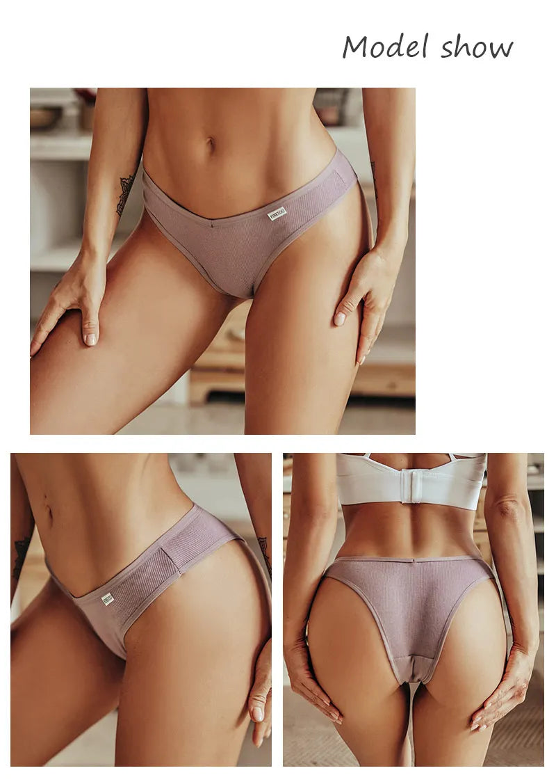 5Pcs/Set Women Cotton Brazilian Panties V Waist Female Underwear Comfortable Underwear Low Rise T-Back Bikini Girls Lingerie New