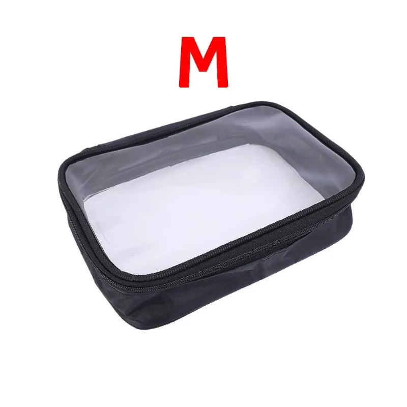 Waterproof Cosmetic Bag Transparent TPU Small Items Pack Makeup Toiletry Zipper Opening Storage Pouch Black Sturdy Wash Bags
