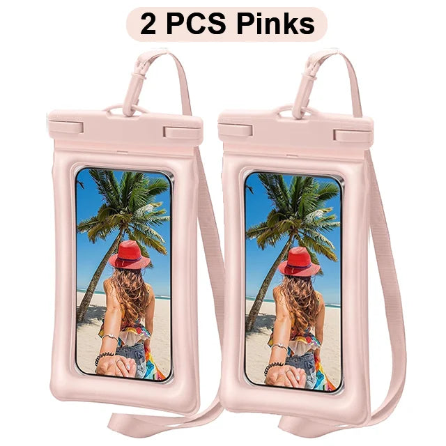 2PCS Waterproof Phone Pouch IPX8 Floating Dry Bag 1PCS Waterproof Phone Case for Beach compatible with under 7.2 inches phones