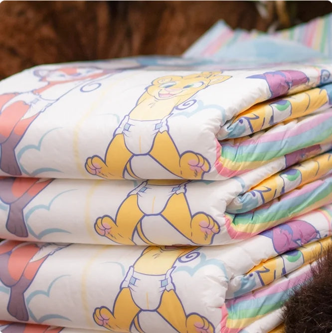 Adult Baby Diaper ABDL Diapers Brief High Absorption DDLG Cute Cartoon Pattern Cotton Soft Thick Disposable Diaper For Men Women