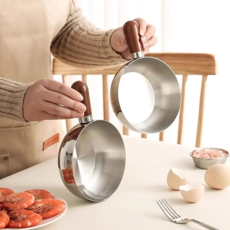 Stainless Steel Instant Noodle Pot, Small Pot For One Person, High-value Appearance, Peach Wood Snack Pot, Small Cooking Pot