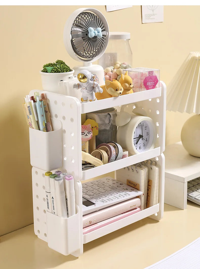 Multi-functional 3-tier Desktop Organizer, Desktop Shelf, Hole Board, Pen Holder Office Desk Organizer, Desk Desk Organizer