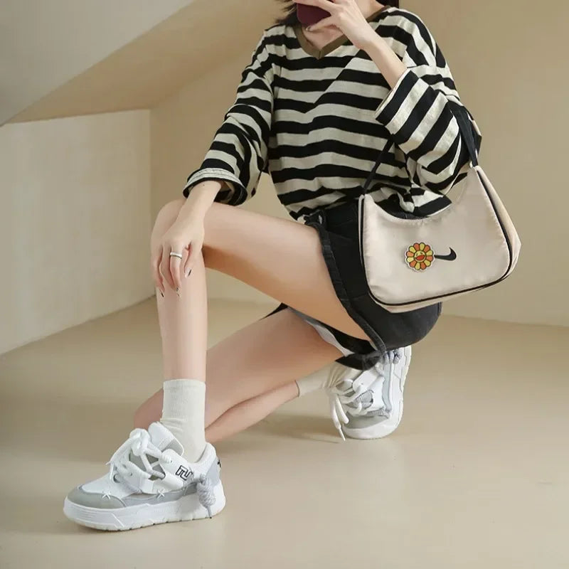 Trendy Women's Men Chunky Sneakers Versatile Casual Thick Soled Board Shoes Female Little White Shoes Walking Shoe Hombre Mujer