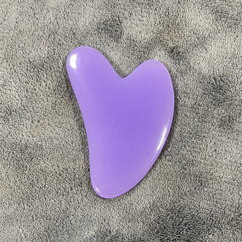 Gua Sha Board Heart-Shaped Natural Pink Green Resin Jade Scraper Facial SPA Neck Massager Portable Skin Care Beauty Healty TooL