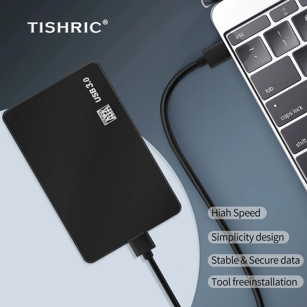 TISHRIC 2.5-inch Hard Drive Enclosure Tool-free installation Compatible with 7mm/9.5mm laptop hard drives USB 3.0 high-speed