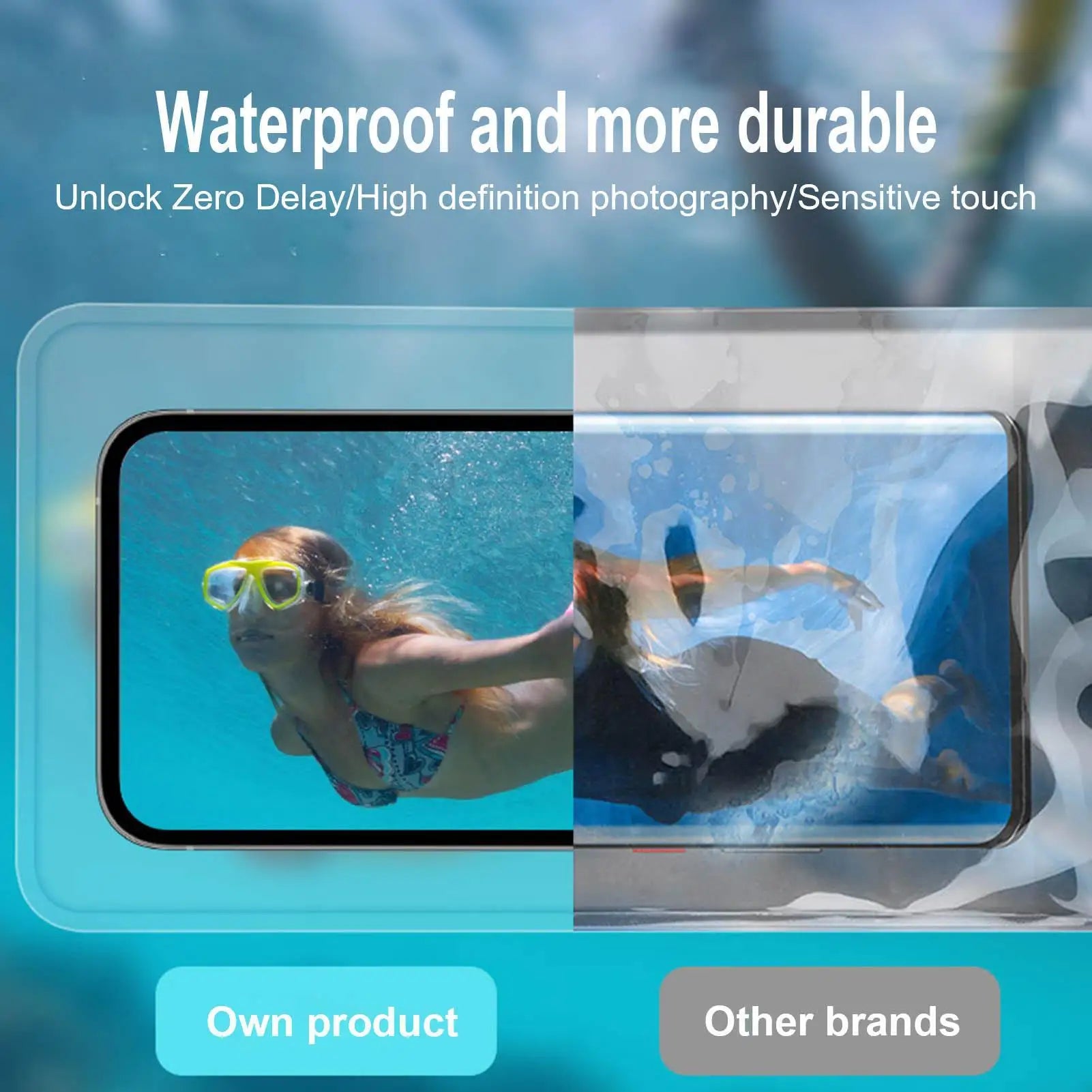 IPX8 Waterproof Phone Pouch, Swimming & Diving Dry Bag with Touchscreen for Mobile Devices Up to 7.2 Inches