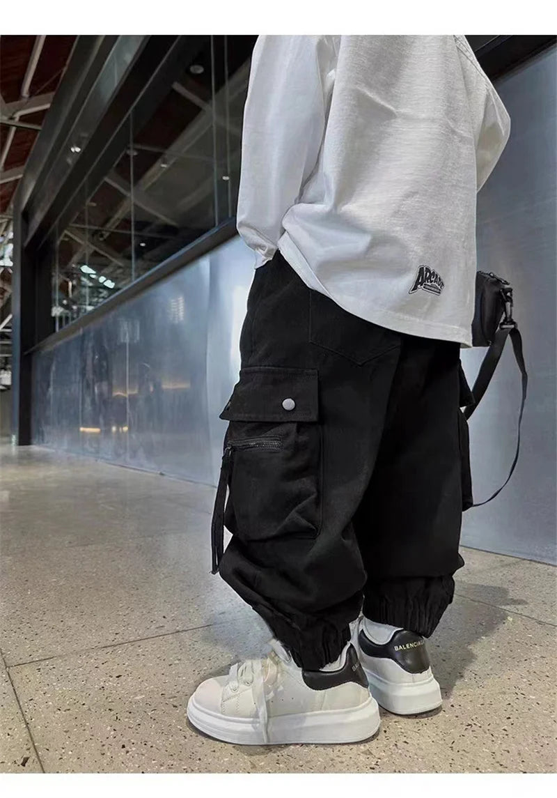 Boys Casual Cargo Pants Spring Autumn Big Kids Sport Long Pants Teenage Streetwear Baggy Trousers Children Fashion Joggers Pants