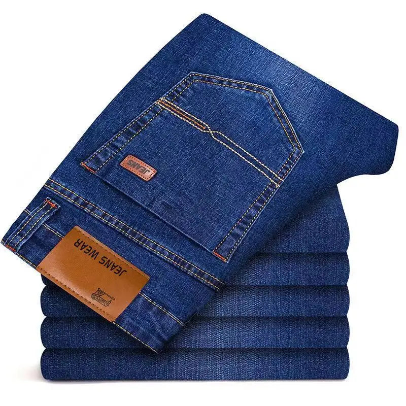 2026 new jeans for casual and versatile work men's slim fit straight leg elastic pants suitable for all seasons