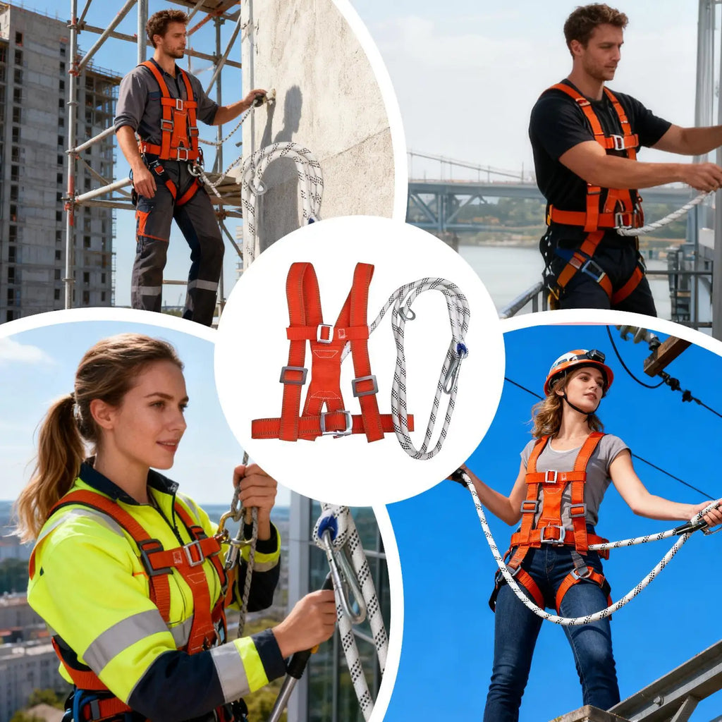 Harness for Construction Shock Absorbing Adjustable Construction Site Body Safety Harness for Men Beginners Professionals Window