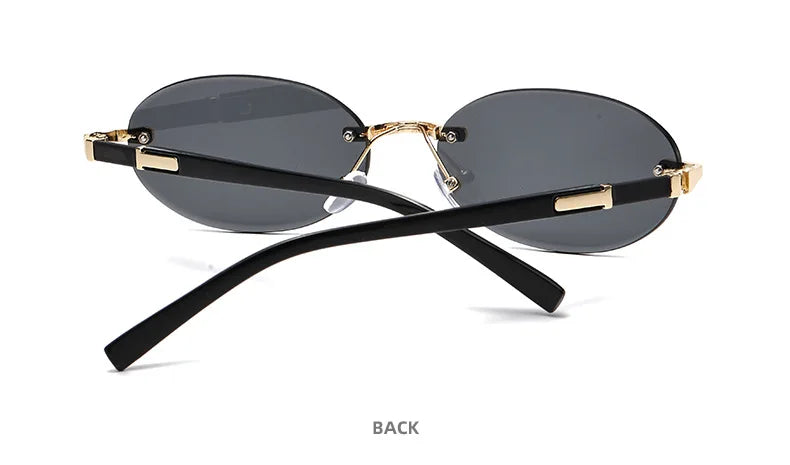 Personalized Oval Frame Sunglasses Women Men Retro Metal High-end Sun Glasses Luxuy Frameless Trimming Traveling UV400 Eyewear