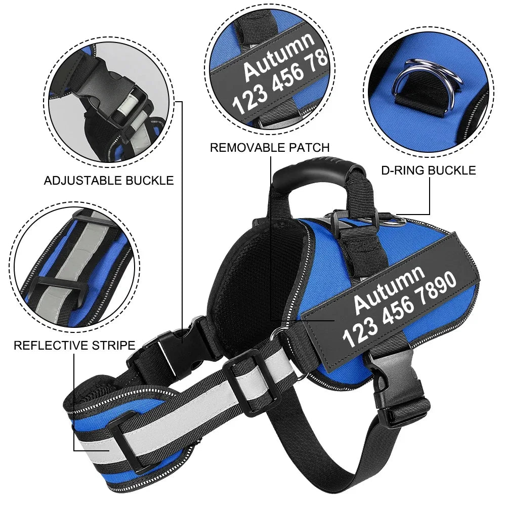 Harness For Dogs Breathable Adjustable Dog Vest Harness Pet NO PULL Vest Reflective For Medium Large Dog With Name Collar Patch