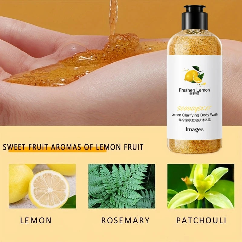 300ml Lemon Scrub Shower Gel - Alcohol-Free, Moisturizing & Nourishing Body Wash