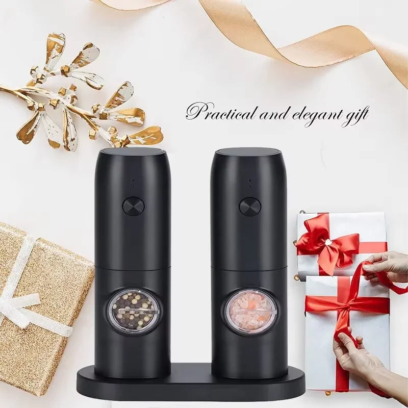 USB Charging Electric Salt and Pepper Grinder Rechargeable Adjustable Coarseness Automated Spice Mill for Kitchen Cooking Dining