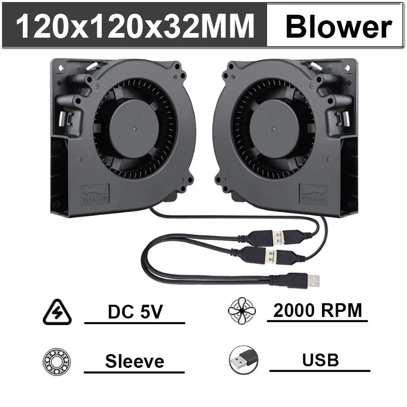 Gdstime 40mm 50mm DC 5V USB 60mm 70mm TV Box Cooling Fan 120mm 140mm Brushless AV Receiver Cooler w 2 in 1 USB Controller Cable