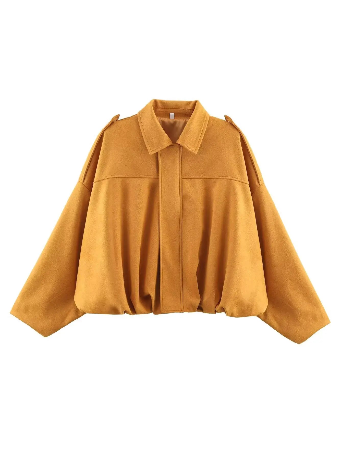 Women's Bomber Jackets Coats Fashion Turn-down Collar Long Sleeve Oversize Coats 2025 Autumn Ladies Vintage Outerwear Chic Tops