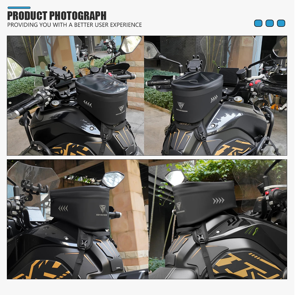 Motorcycle Tank Bag PVC Waterproof Adventure Storage Tank Bags with Straps Touch Screen Universal for Motorbike Off-road Bag