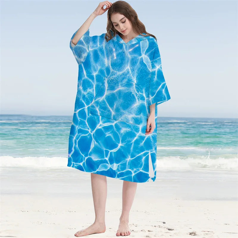 Microfiber Hooded Towel Men Women for Swimming Beach Travel Quick Dry Changing Robe Cape Bath Towel Bathrobe Surf Poncho