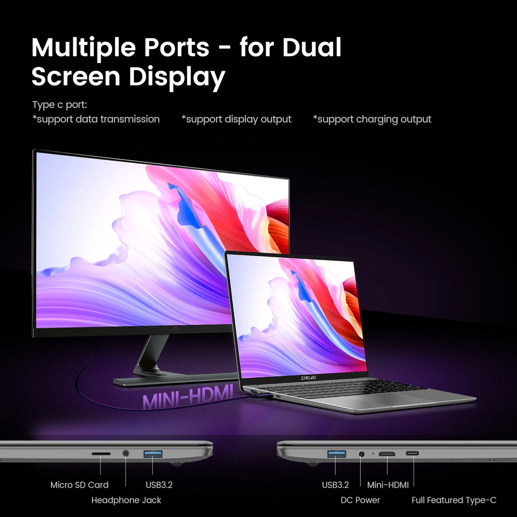 【New】Teclast F16Pro 15.6 Inch Laptop, 12Gb+256Gb/16Gb+ 512Gb, for Intel N95 Cpu, 1920X1080, Backlit Keyboard, Mini-Hdmi