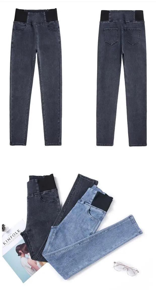 Jeans Oversize 26-38 Slim Denim Pants Women's High Waist Skinny Jean Vintage Wash Pencil Stretch Vaqueros Leggings Pantalones