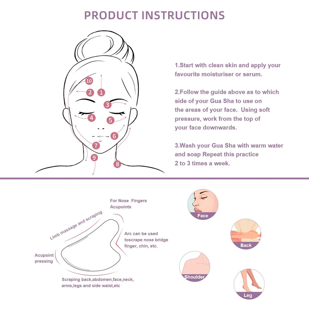 Guasha Massage Natural Stone Jade Scraper Facial Gua Sha SPA  Neck Massager for Face Lifting Wrinkle Remover Beauty Healty Tool
