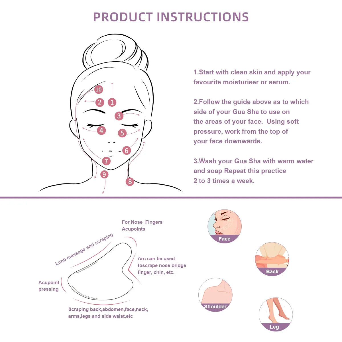 Guasha Massage Natural Stone Jade Scraper Facial Gua Sha SPA  Neck Massager for Face Lifting Wrinkle Remover Beauty Healty Tool